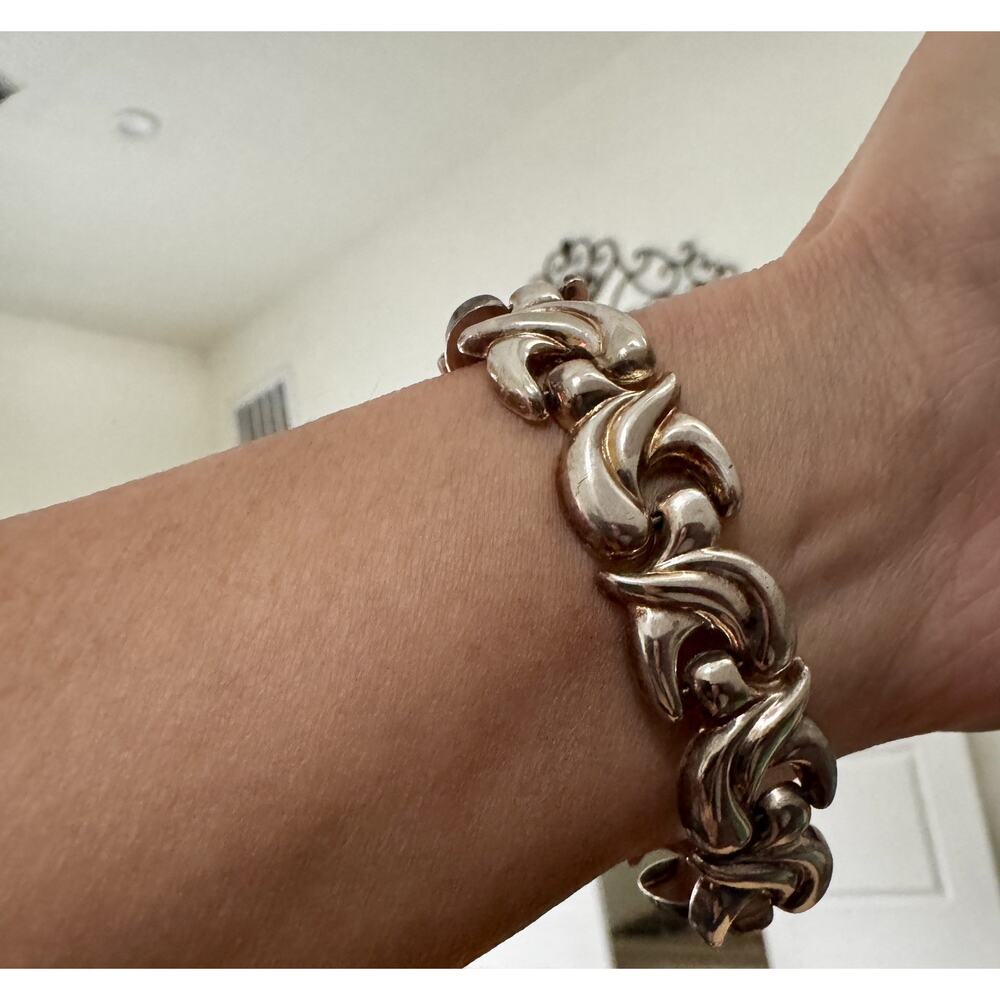 Vintage Milor Italy 925 Sterling Silver Fan Scroll Link Bracelet 7.5” 22g - Picture 10 of 12